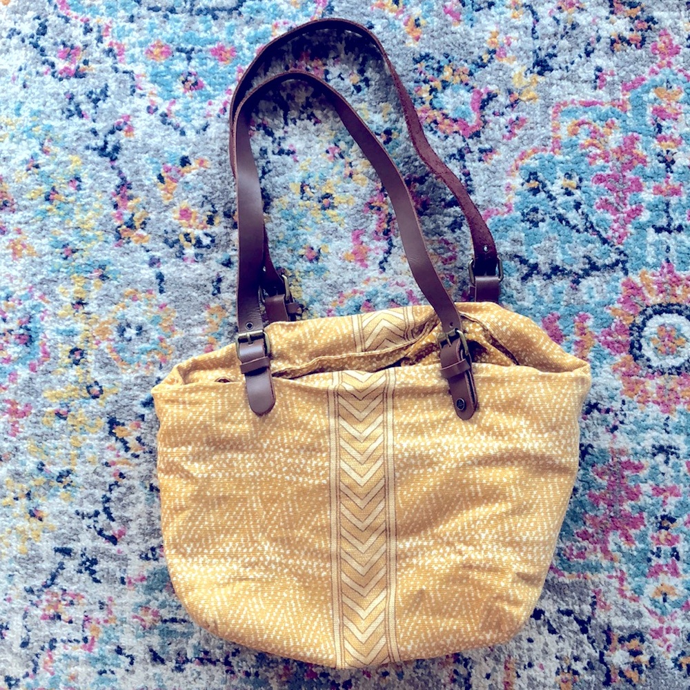 Prana Yellow Patterned Slouchy Tote